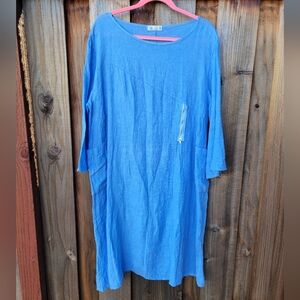 Made in Italy 100% Lino  Lagenlook Oversized Midi Dress OS  Pockets linen